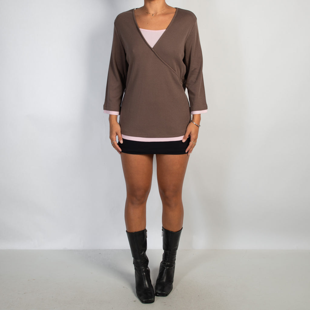 BROWN LAYERED TOP