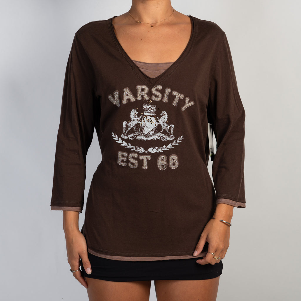 BROWN VARSITY TOP