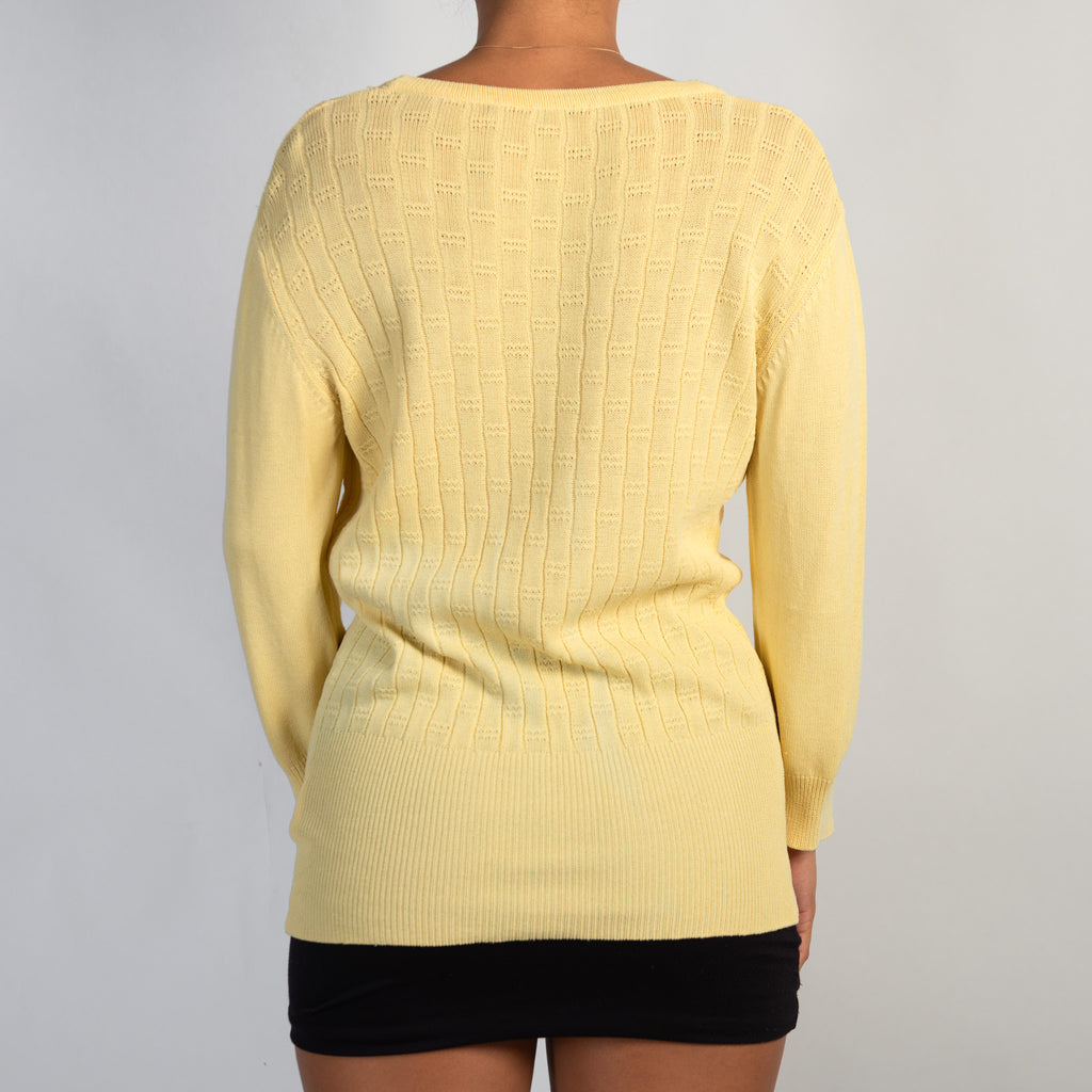 YELLOW PLUNGE KNIT TOP
