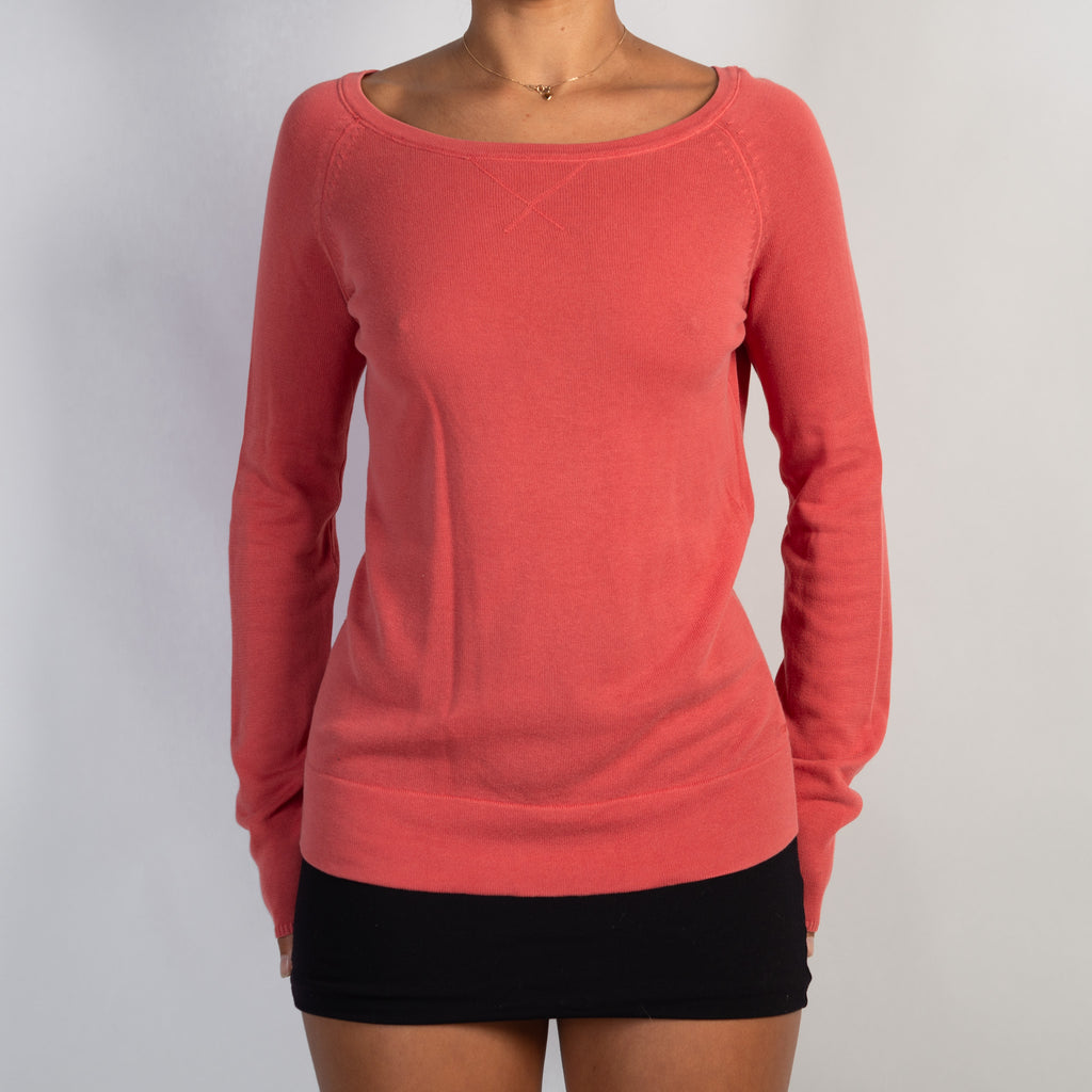 CORAL COTTON KNIT TOP