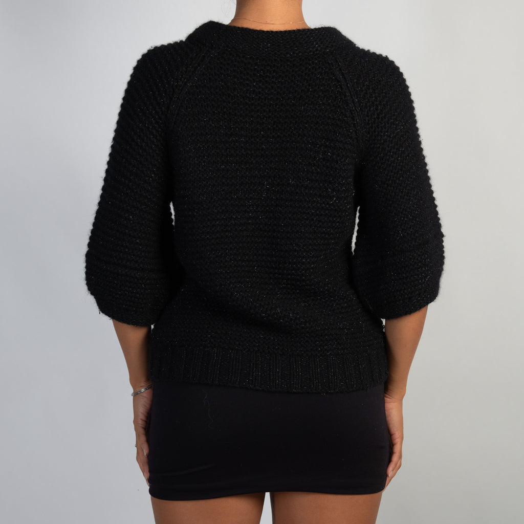 BLACK WOOL KNIT SWEATER