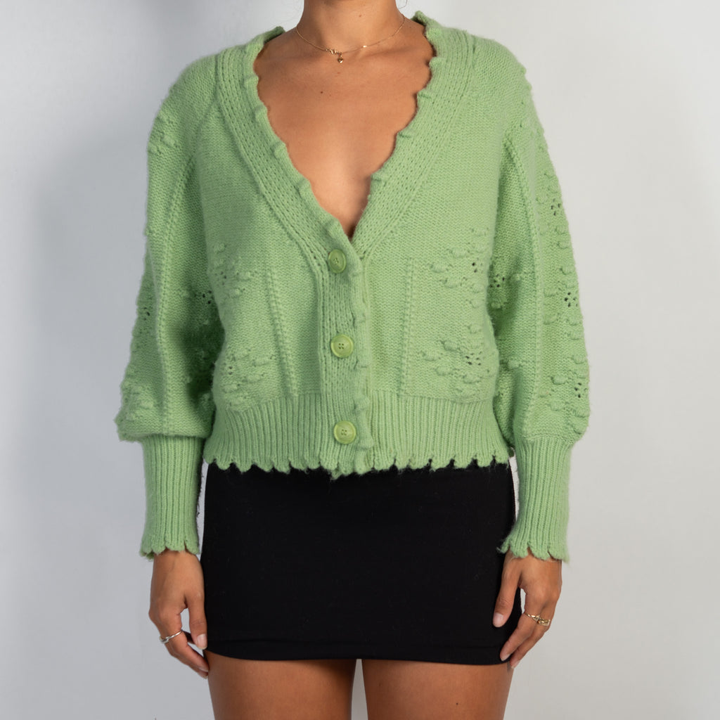 GREEN WOOL CARDIGAN