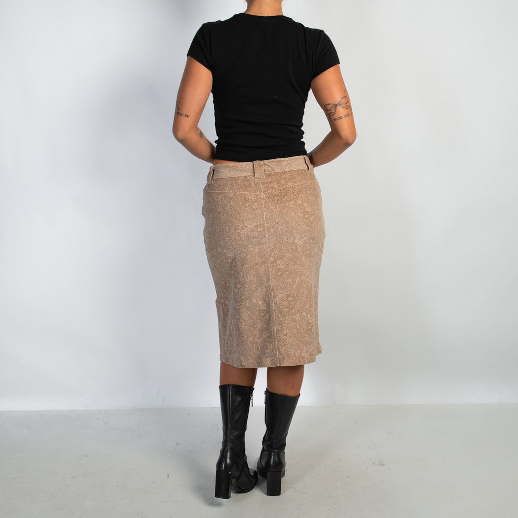 TAN PAISLEY CORD SKIRT