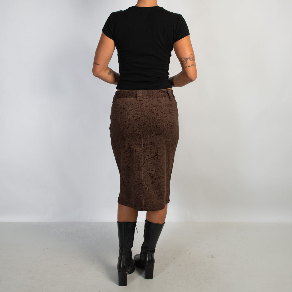 BROWN PAISLEY CORD SKIRT
