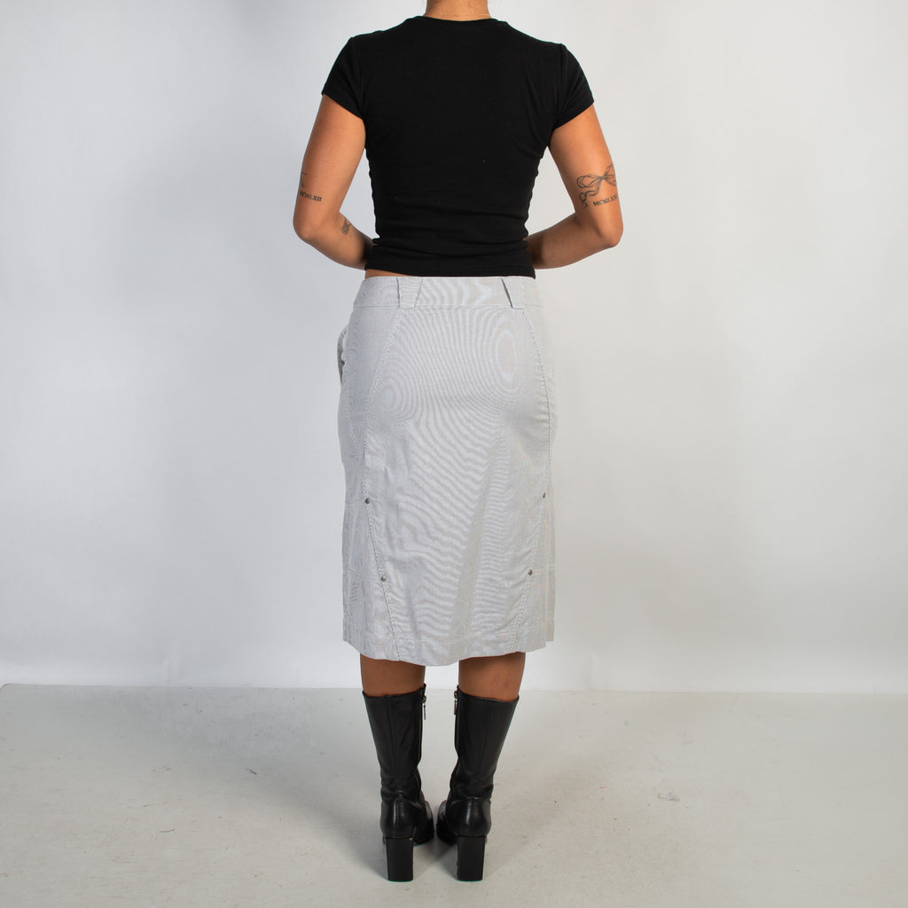 COTTON STRIPE MIDI SKIRT