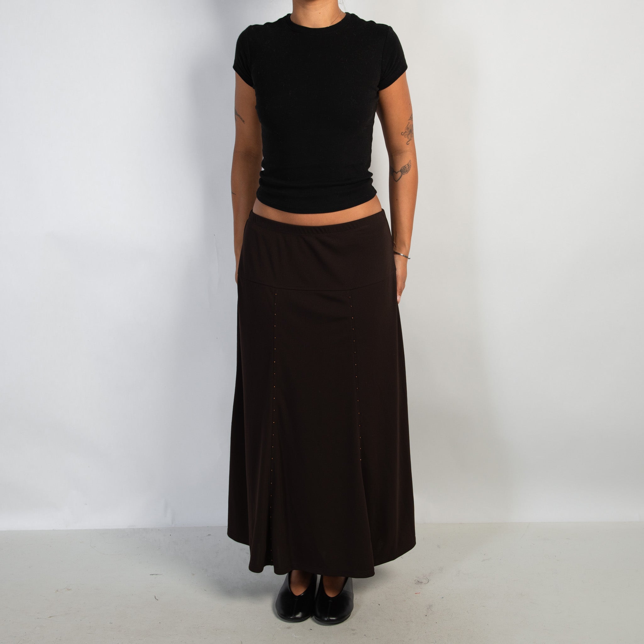 BROWN LONGLINE SKIRT