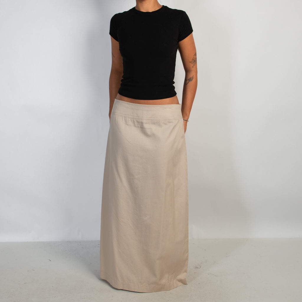 BEIGE COTTON MAXI SKIRT