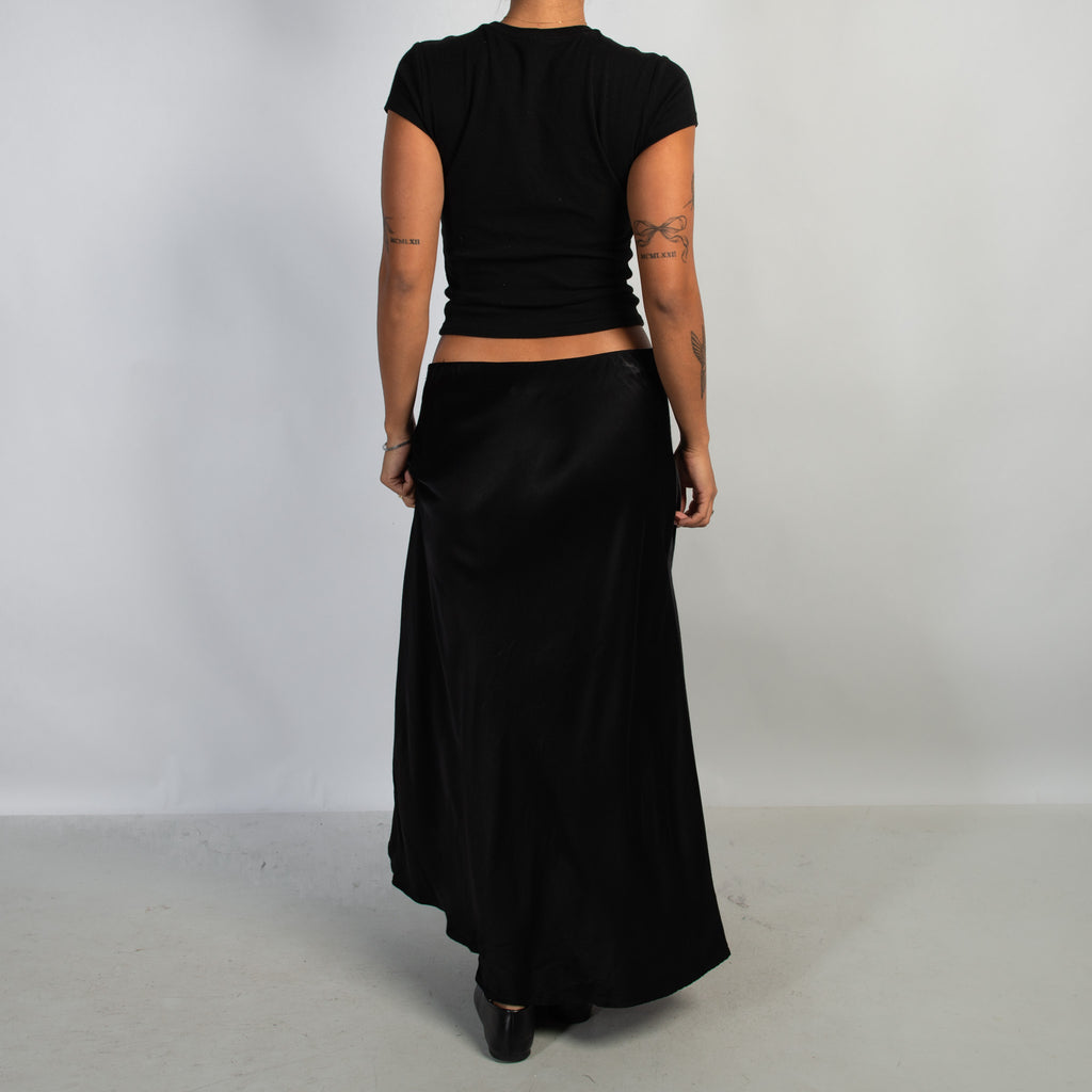 BLACK SATIN MAXI SKIRT