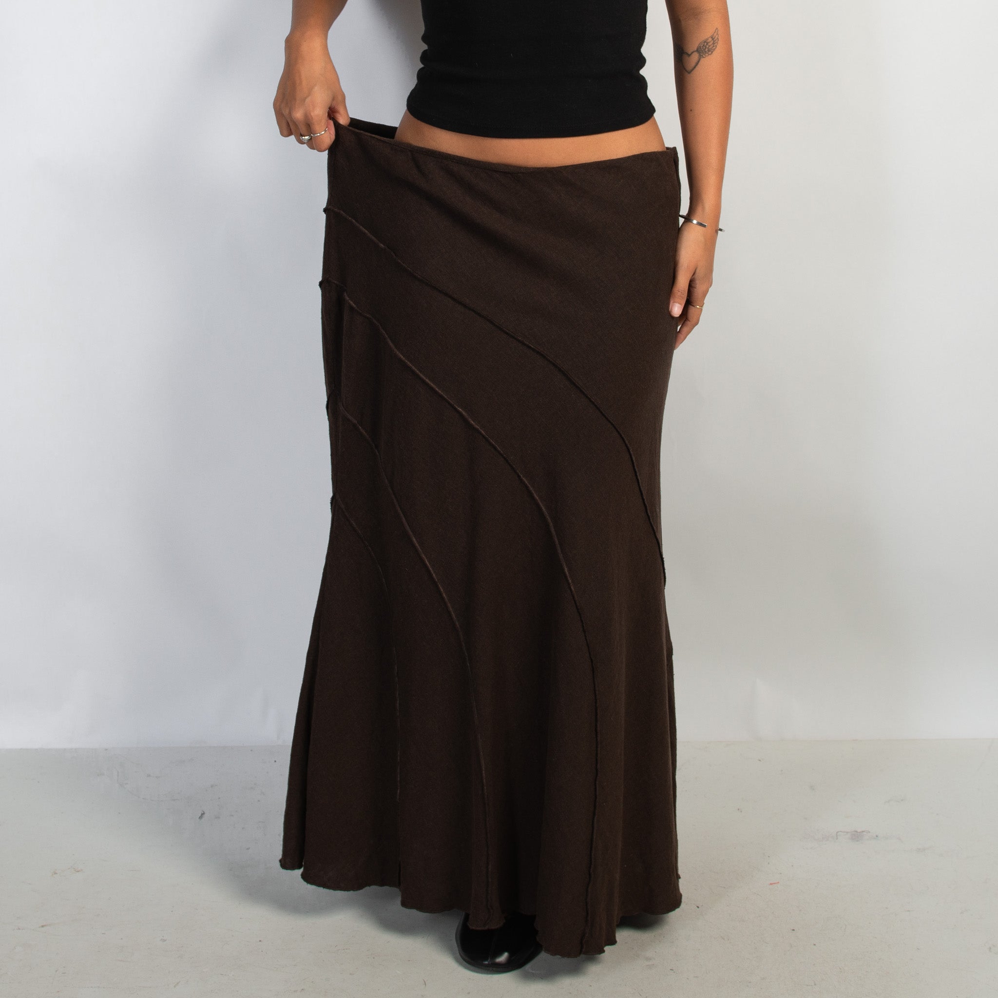 BROWN LINEN MAXI SKIRT