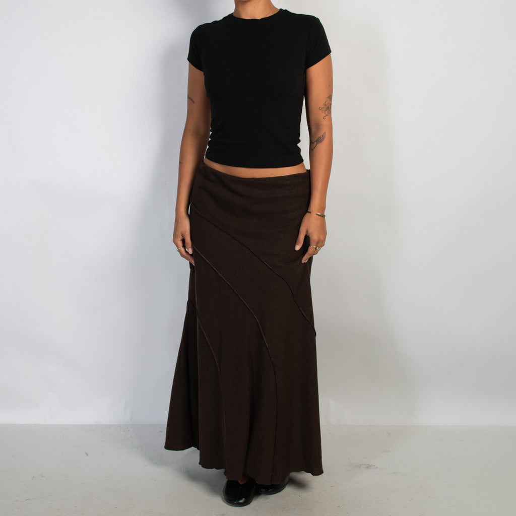 BROWN LINEN MAXI SKIRT
