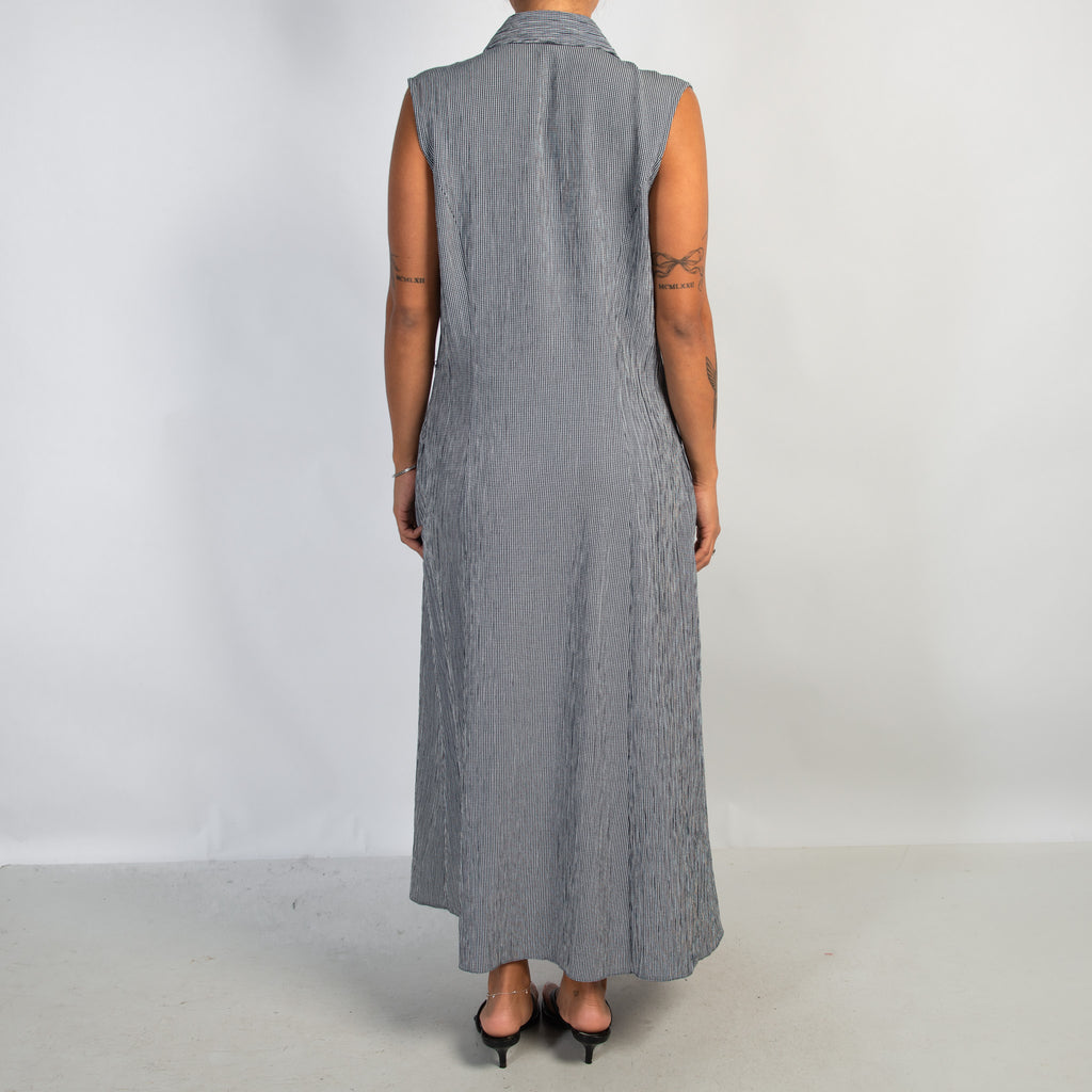 NAVY MICRO CHECK DRESS