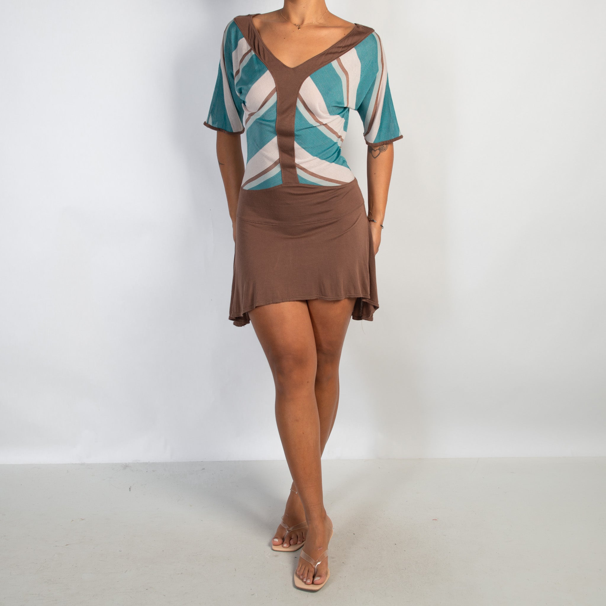 ASYMMETRIC STRIPE DRESS