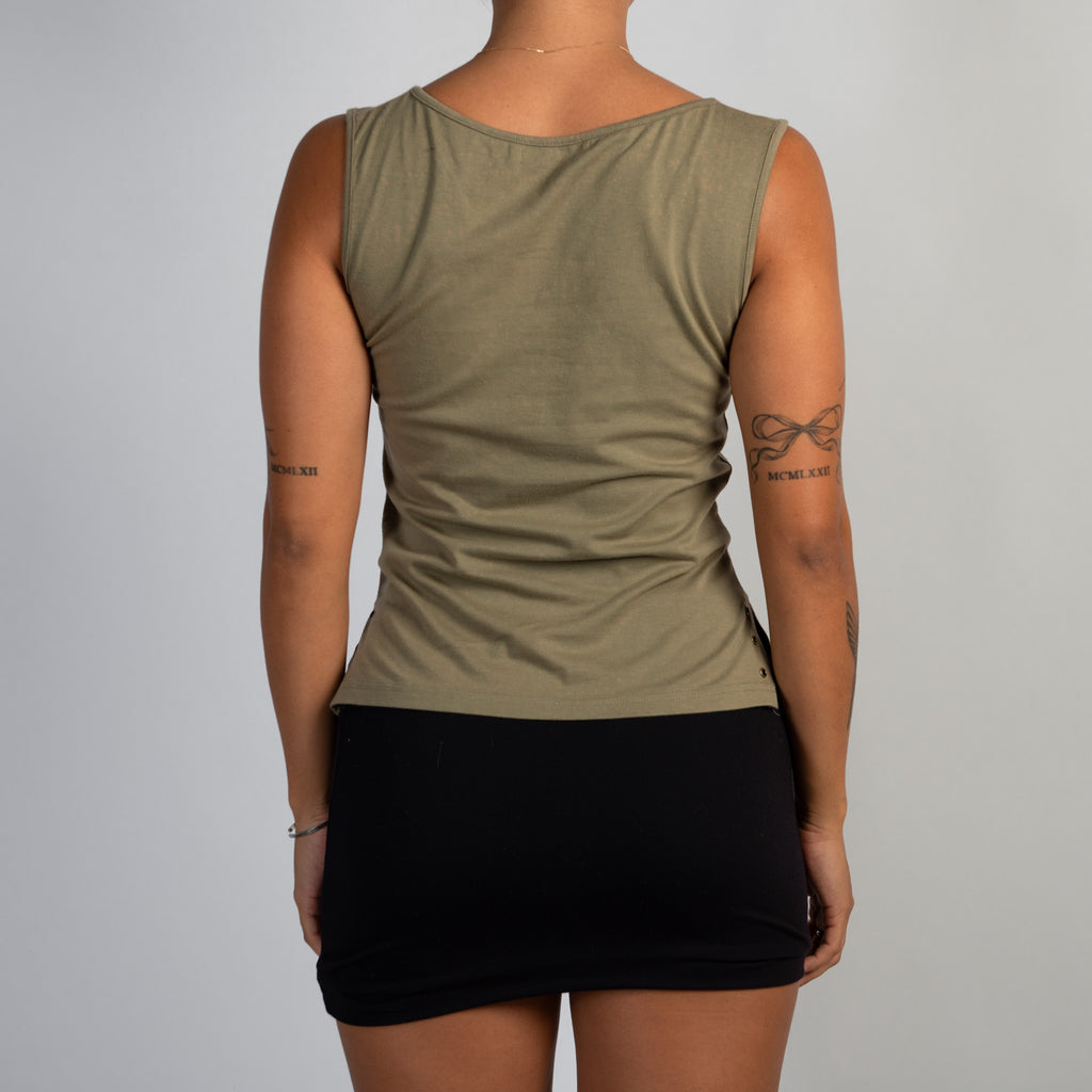 KHAKI SLEEVELESS TOP