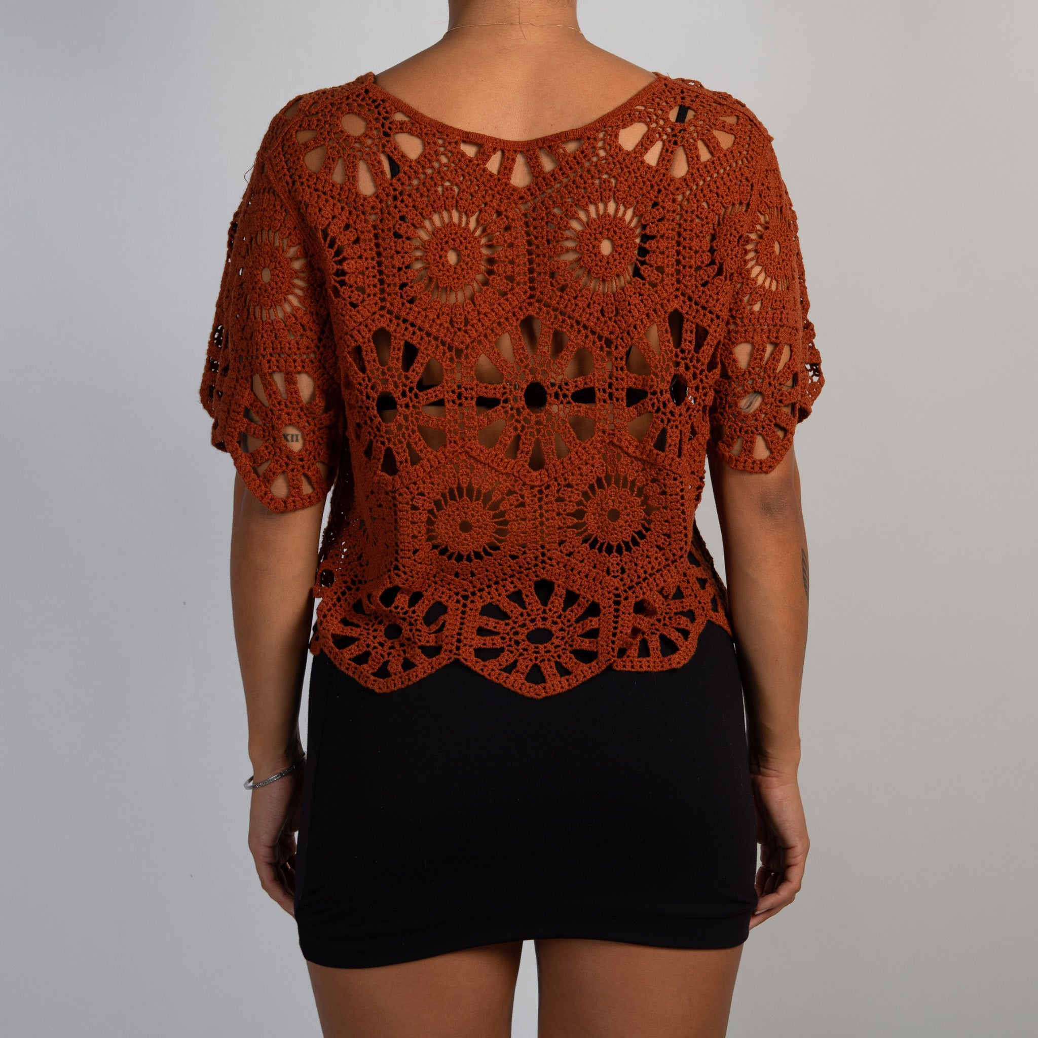 RUST CROCHET KNIT TOP