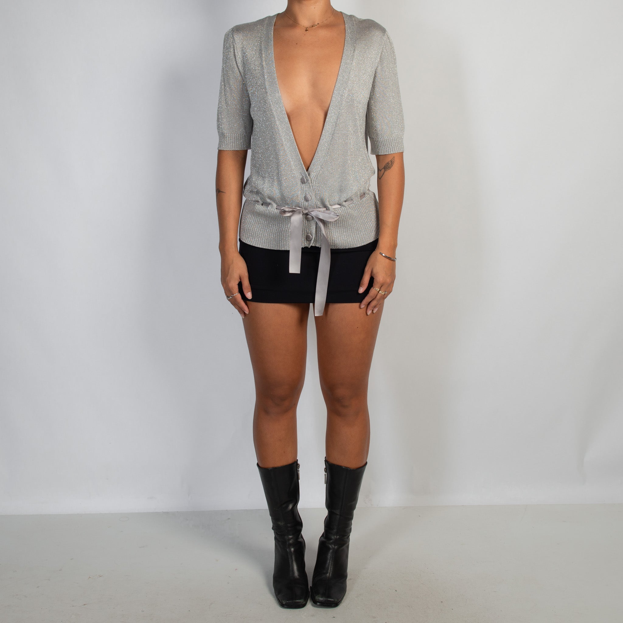 SILVER DRAWSTRING TOP