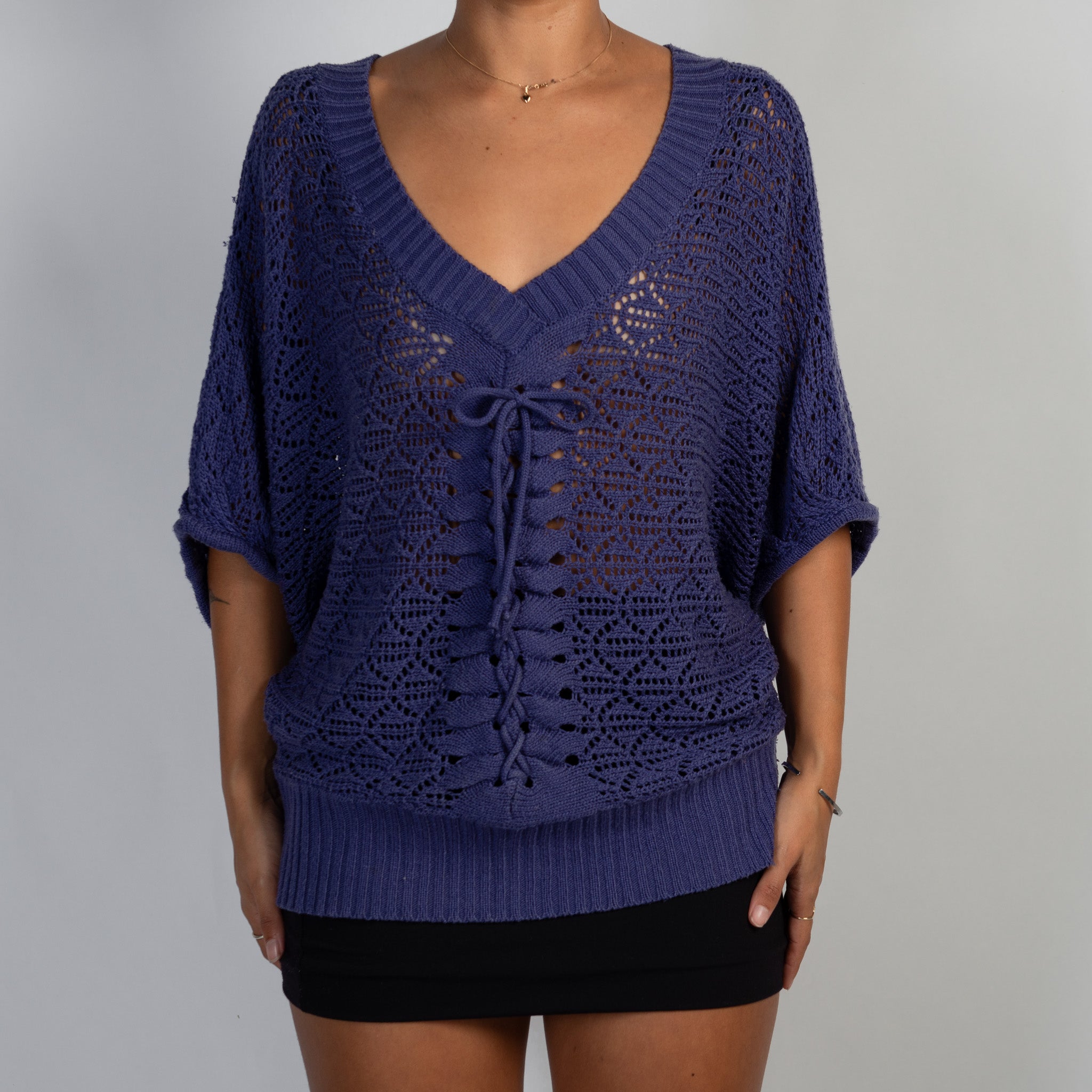 PURPLE KNIT BATWING TOP