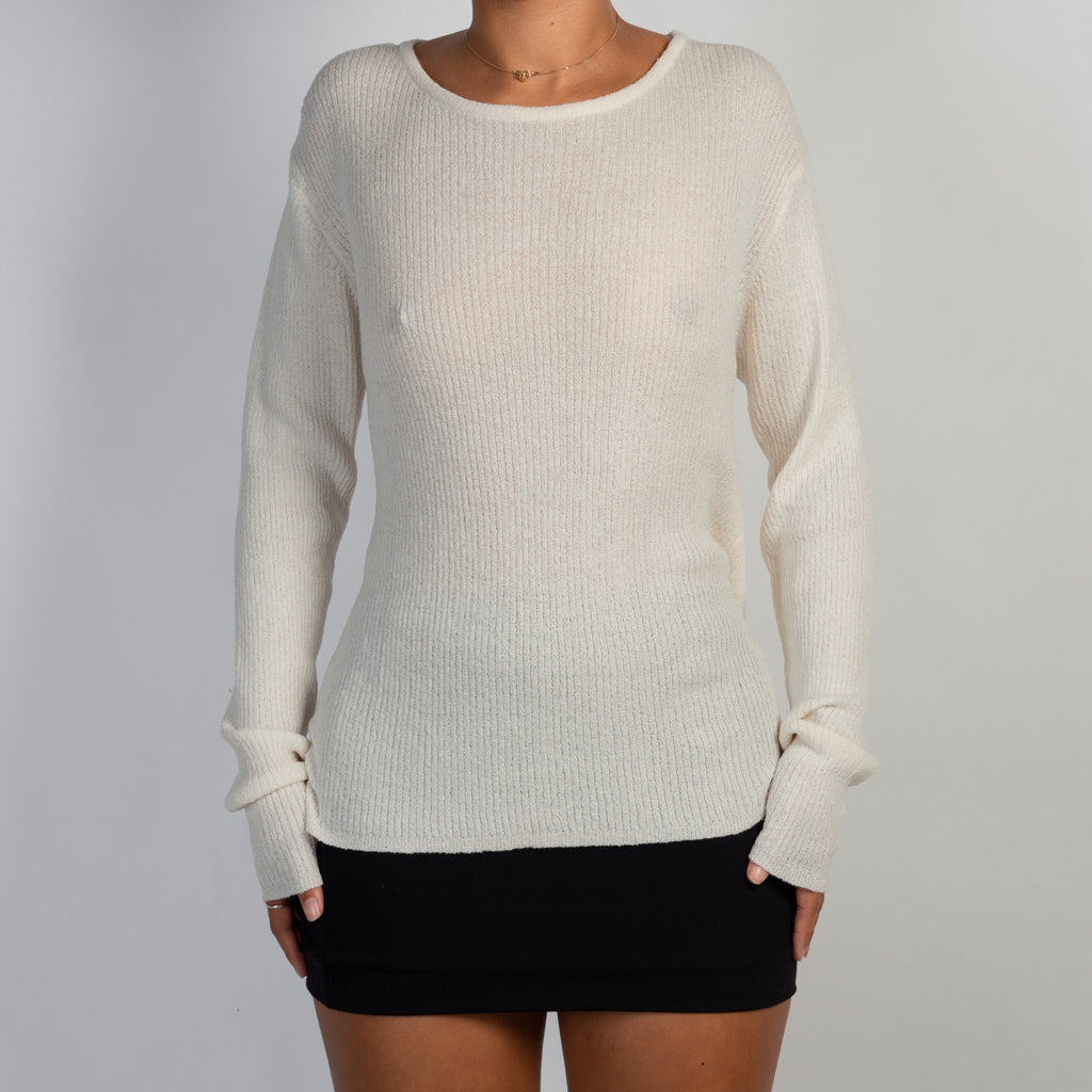 WHITE SHEER KNIT TOP