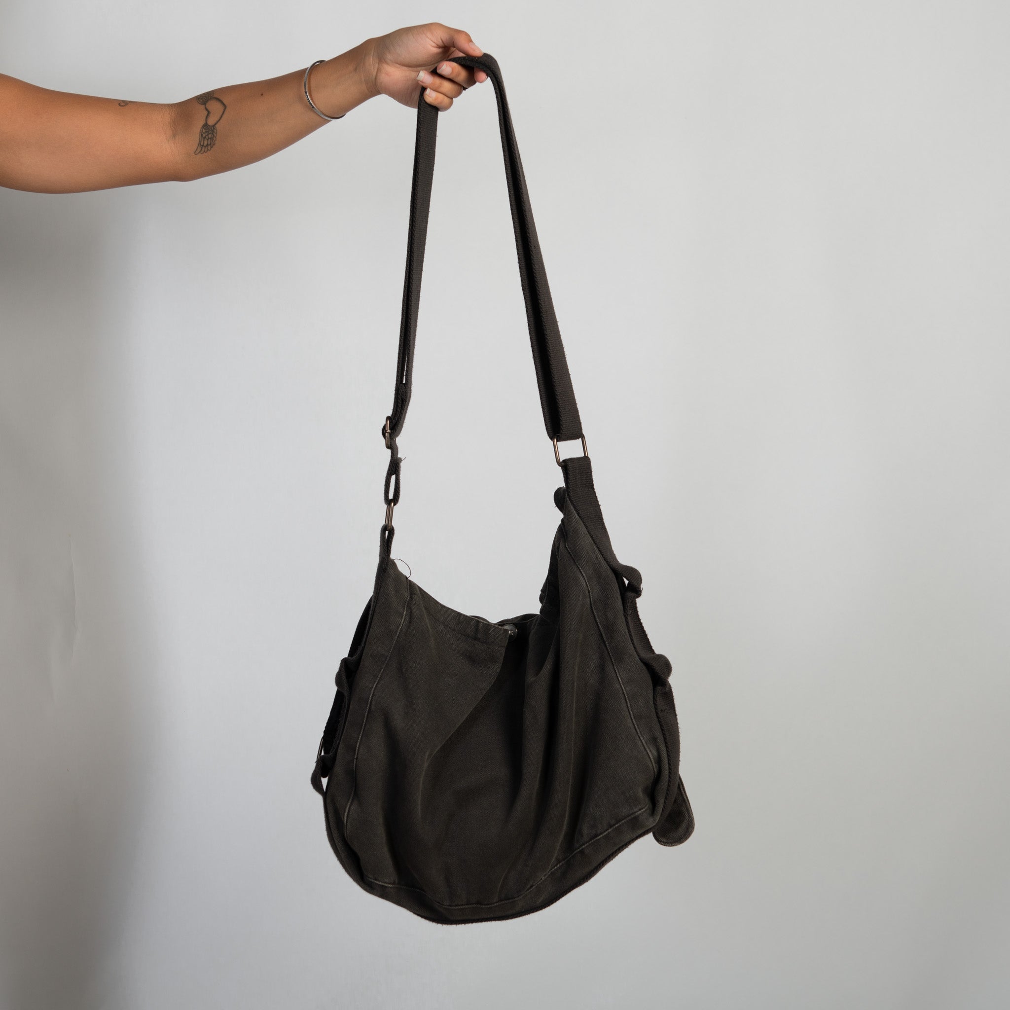 GREY CANVAS SATCHEL BAG