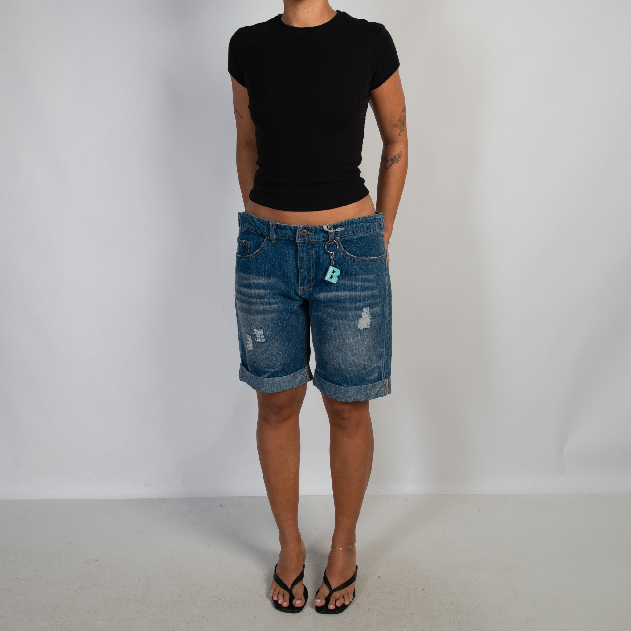 LONGLINE DENIM SHORTS