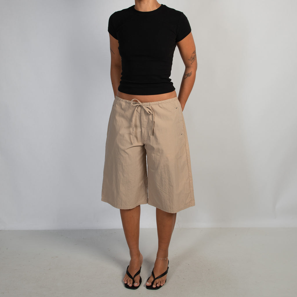 BEIGE COTTON NYLON SHORTS