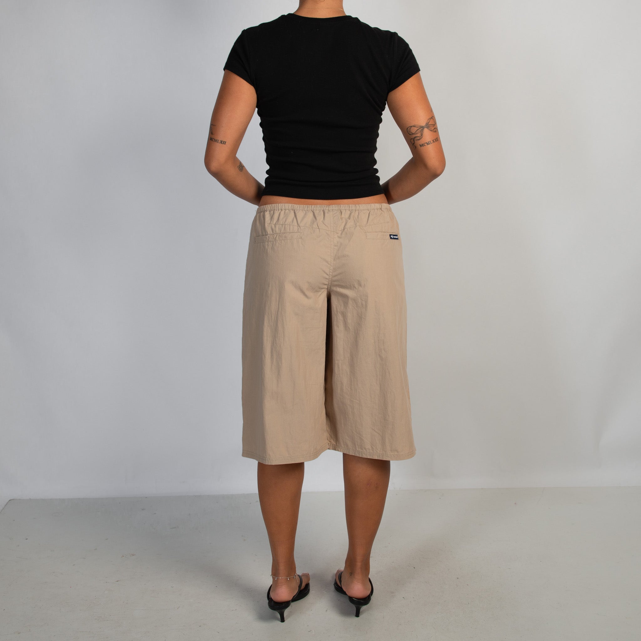 BEIGE COTTON NYLON SHORTS