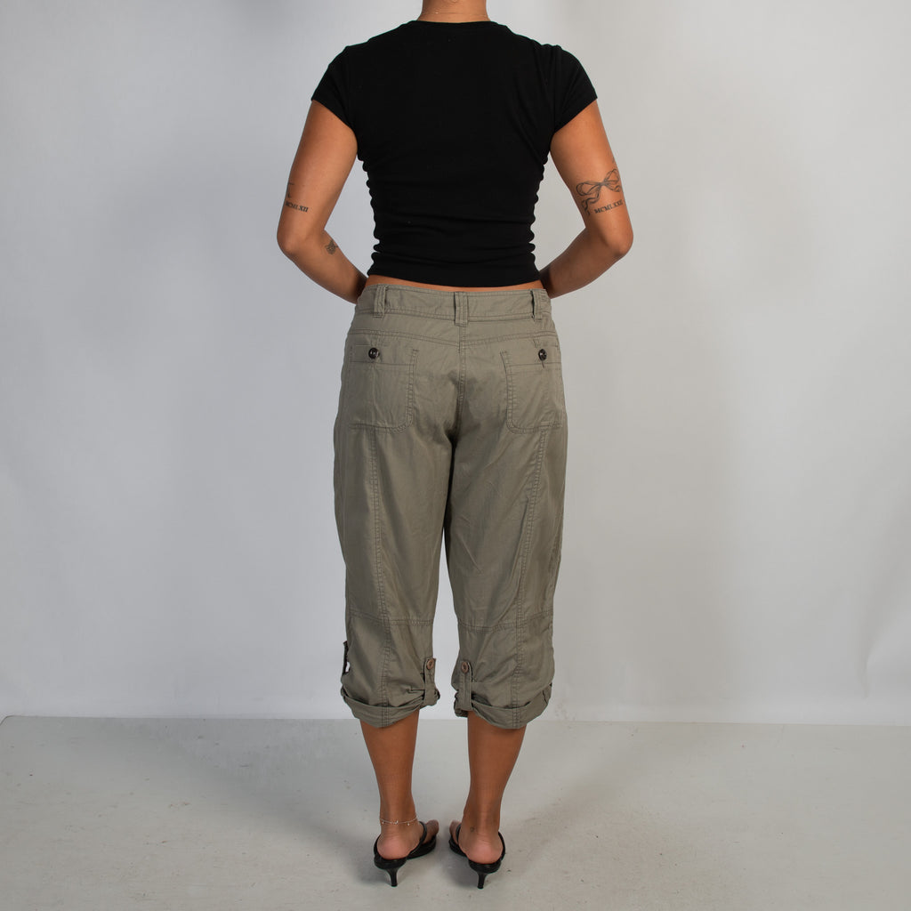 KHAKI CROP CARGO PANTS