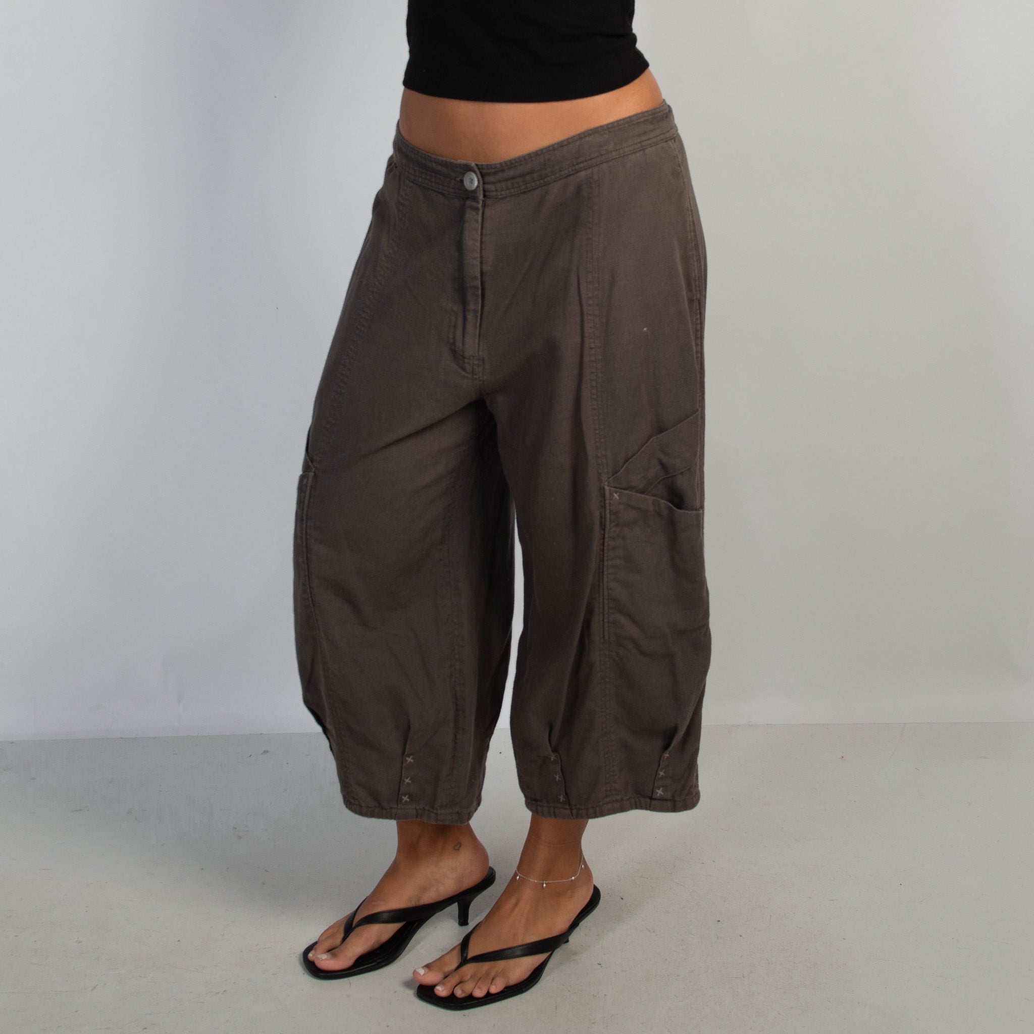 COTTON BARREL LEG PANTS