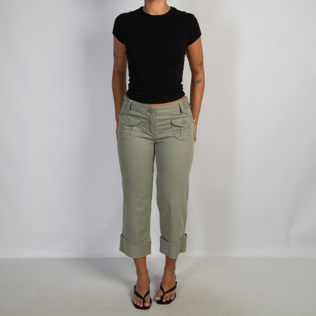 KHAKI CAPRI COTTON PANTS