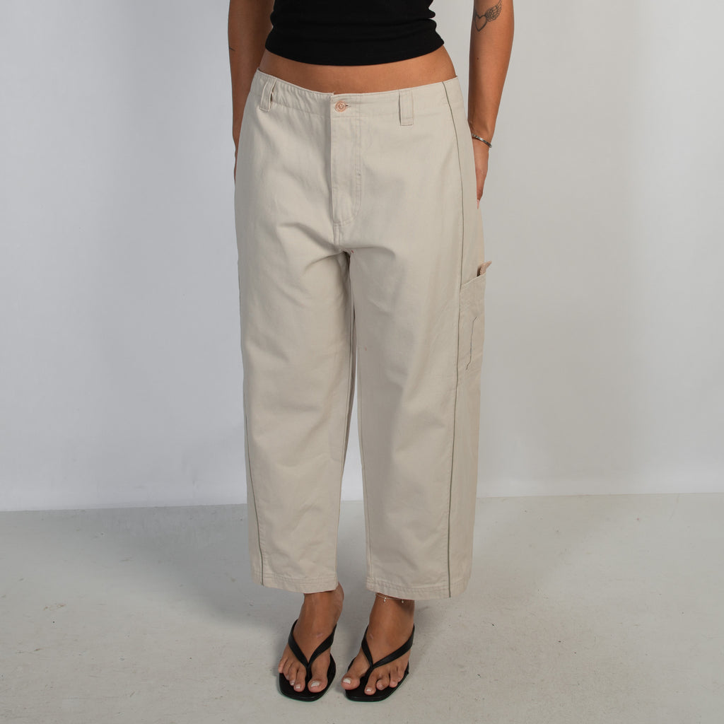 CREAM COTTON CARGO PANTS