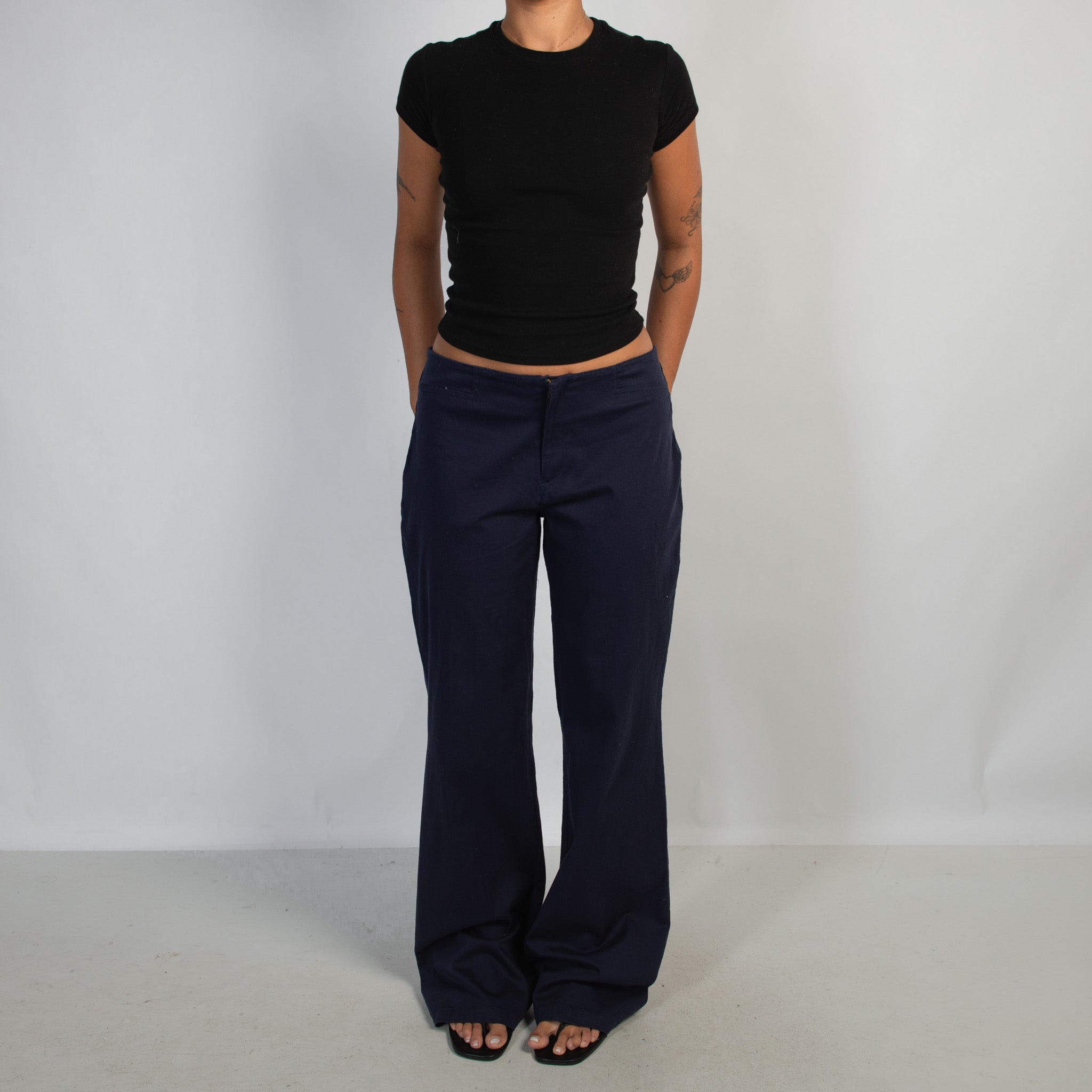 NAVY FLARED TROUSERS