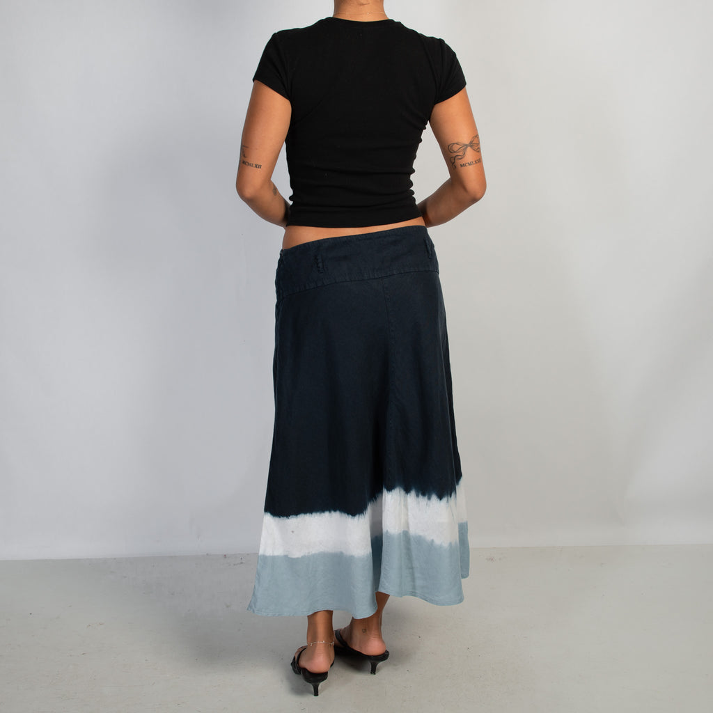 NAVY TIE DYE MIDI SKIRT