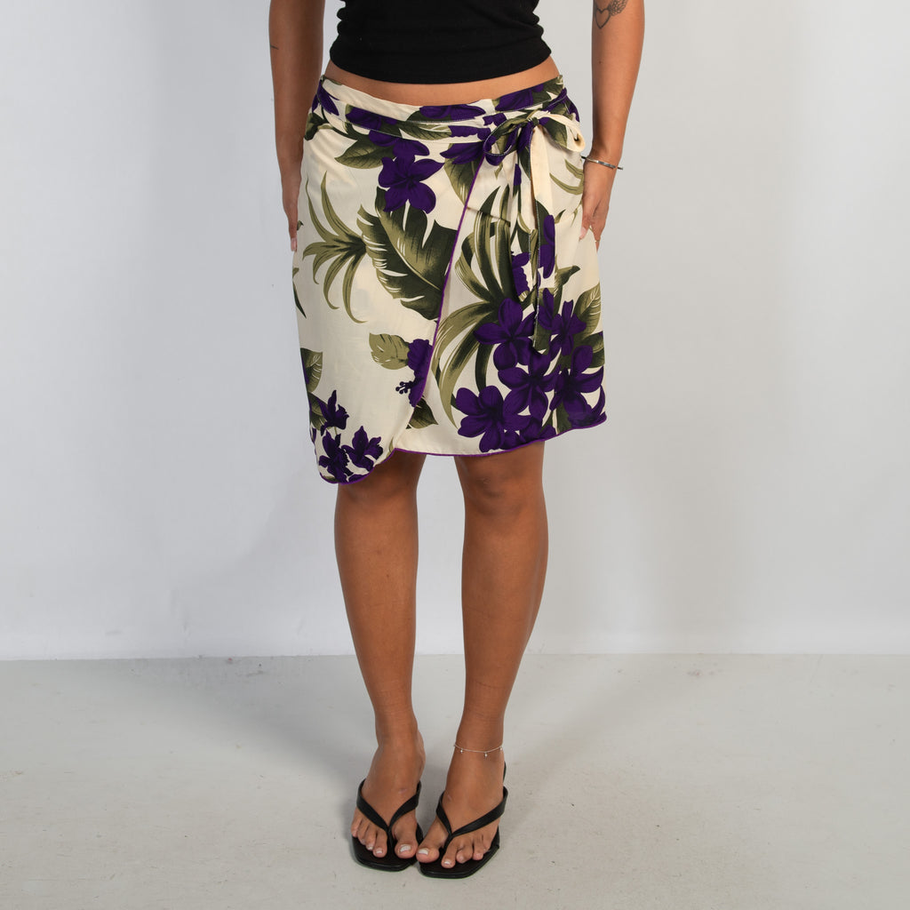 PURPLE FLORAL WRAP SKIRT