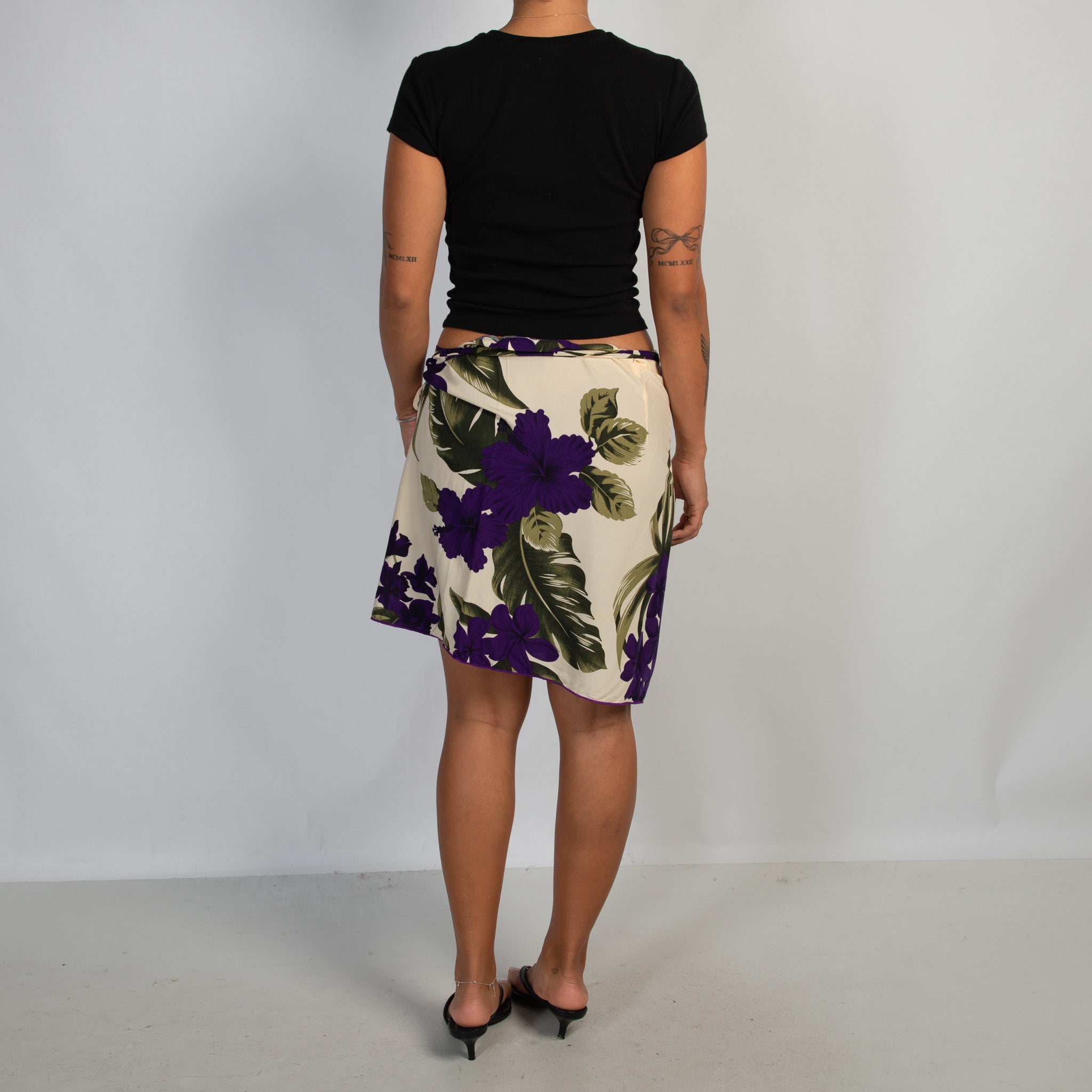 PURPLE FLORAL WRAP SKIRT