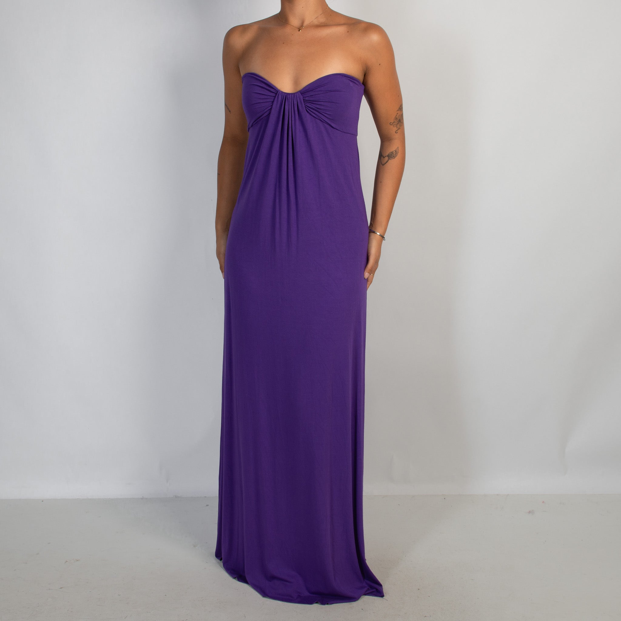 PURPLE STRAPLESS MAXI DRESS