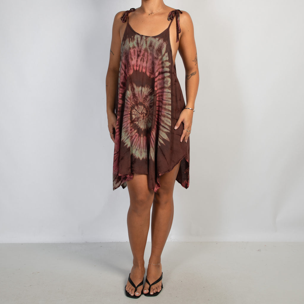 BROWN TIE DYE DRESS