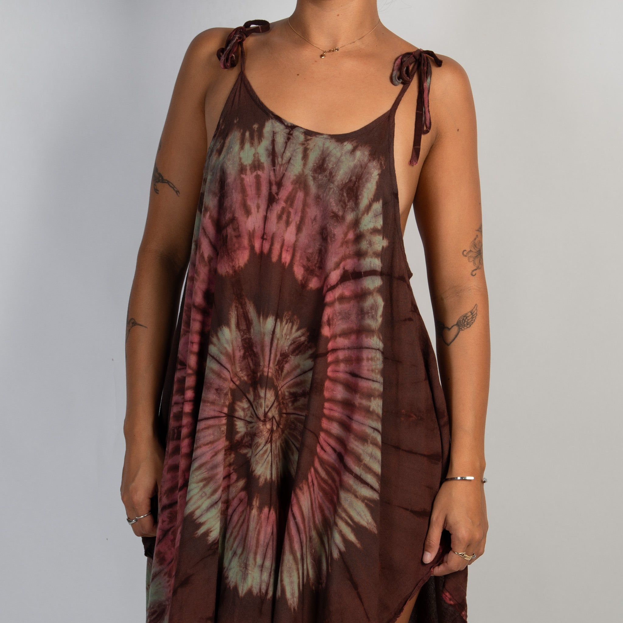 BROWN TIE DYE DRESS