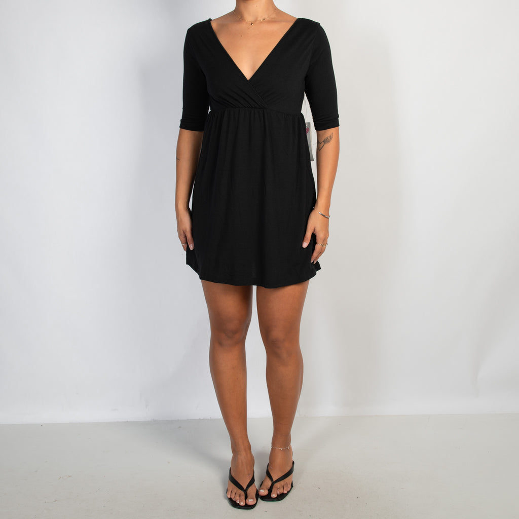 BLACK BABYDOLL MINI DRESS