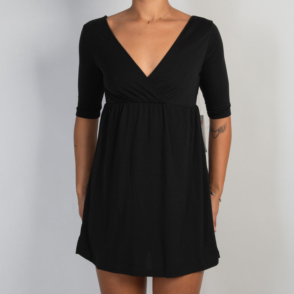 BLACK BABYDOLL MINI DRESS