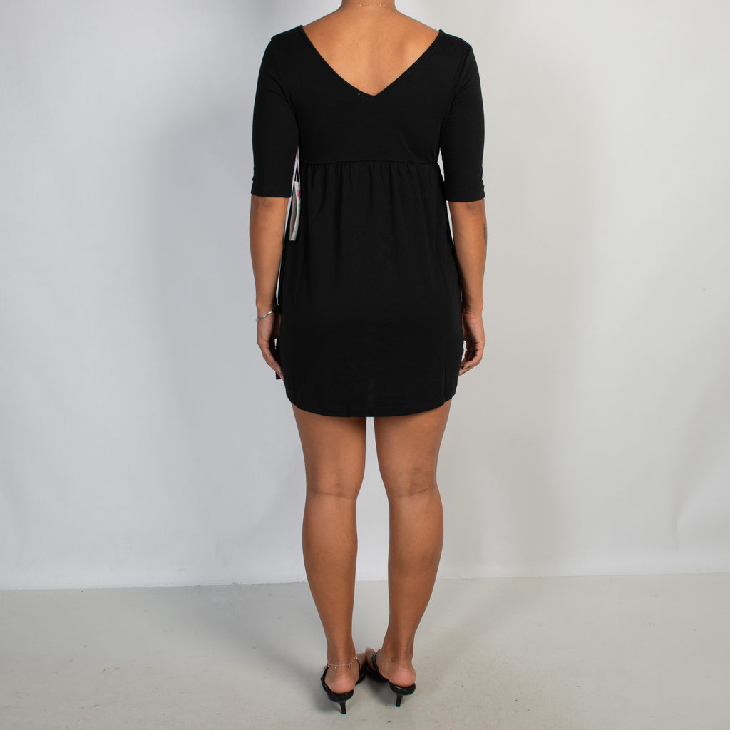 BLACK BABYDOLL MINI DRESS