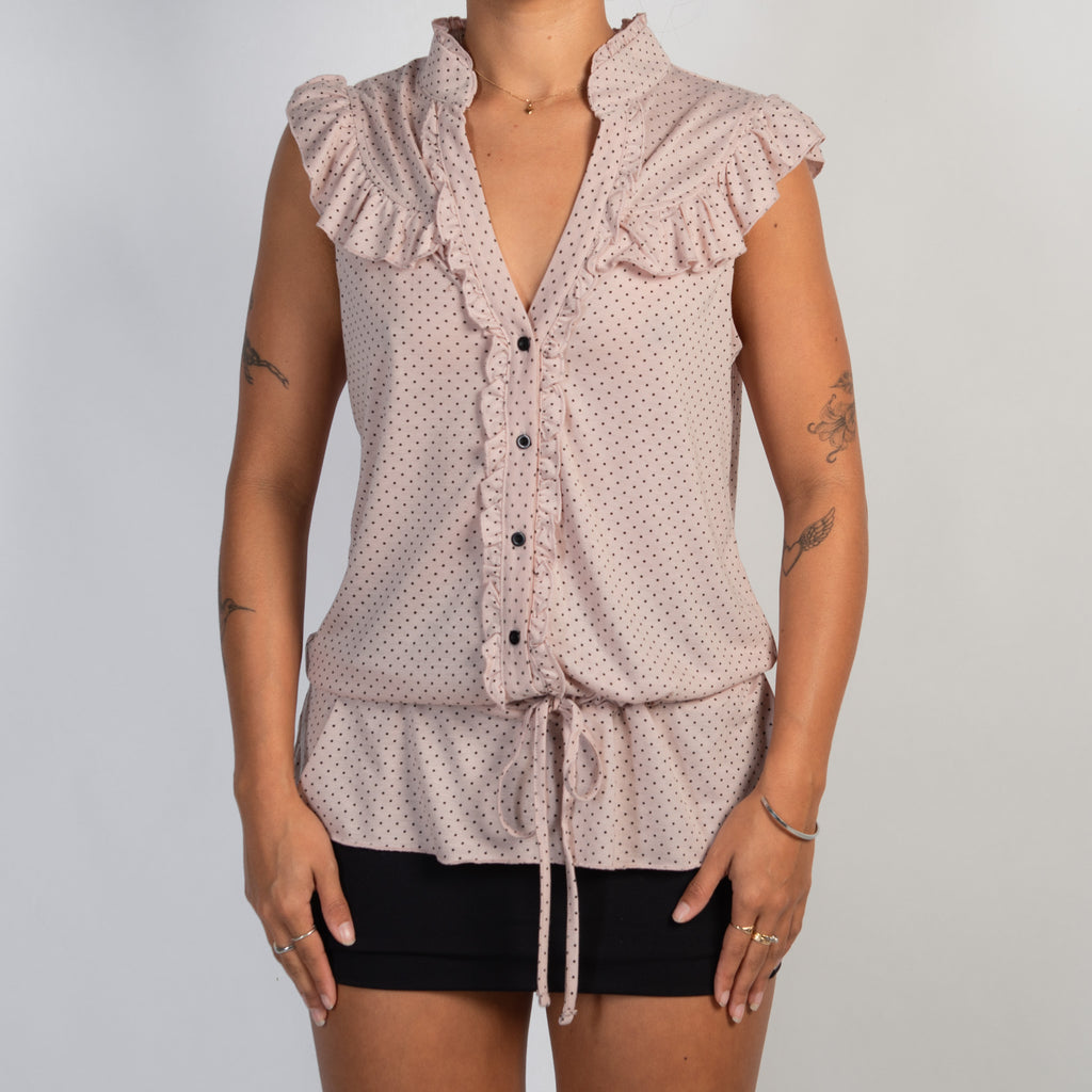POLKA DOT RUFFLE BLOUSE