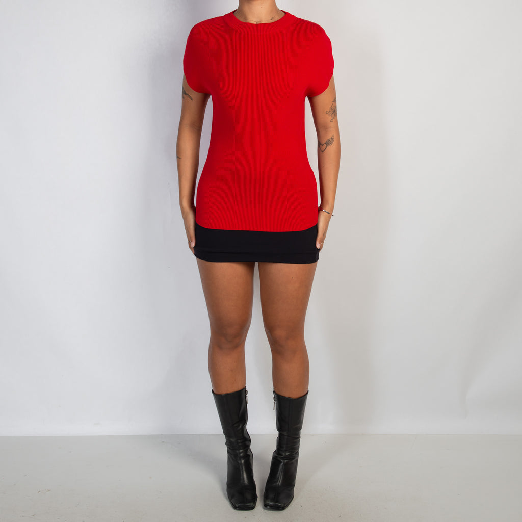 RED STRETCH RIB TOP