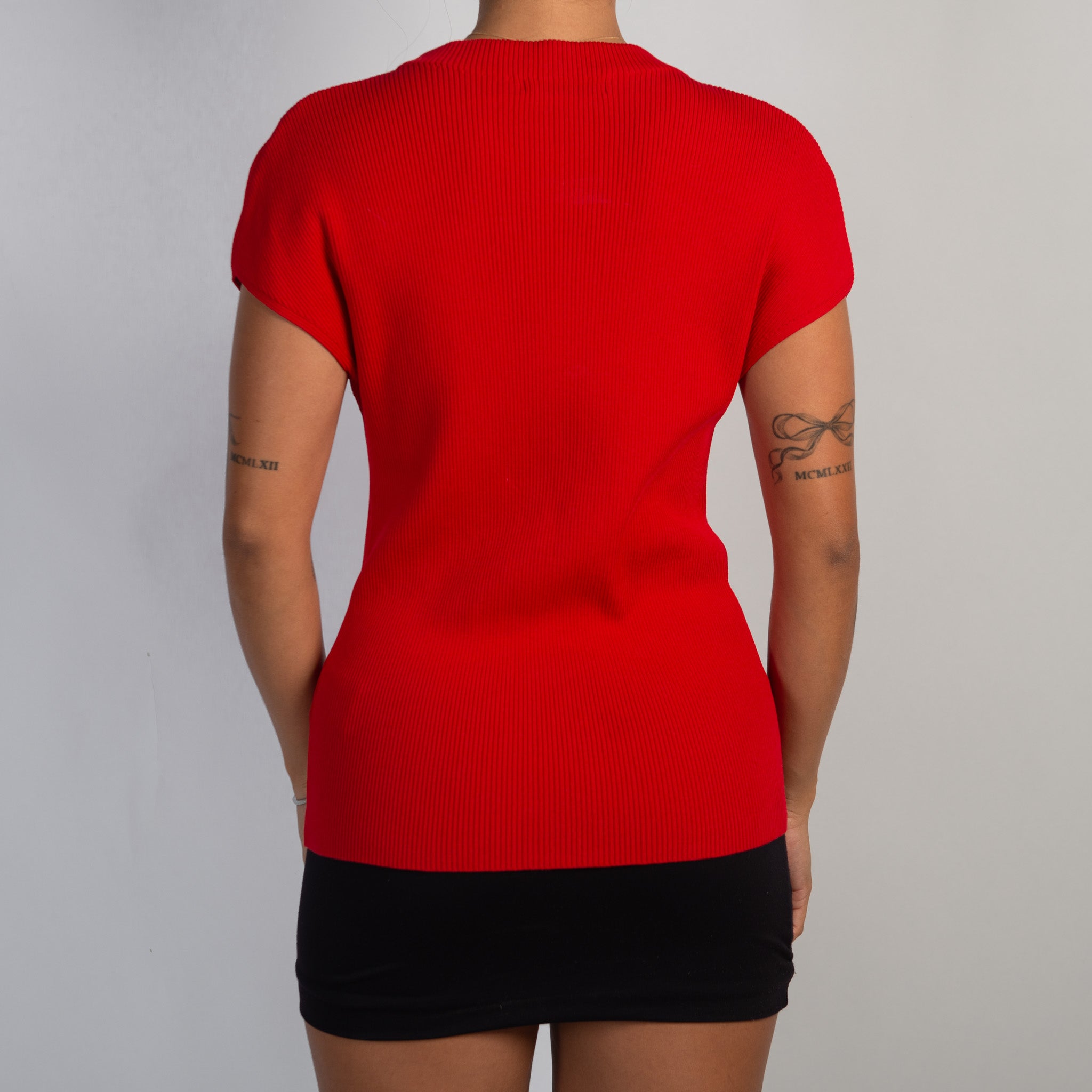 RED STRETCH RIB TOP