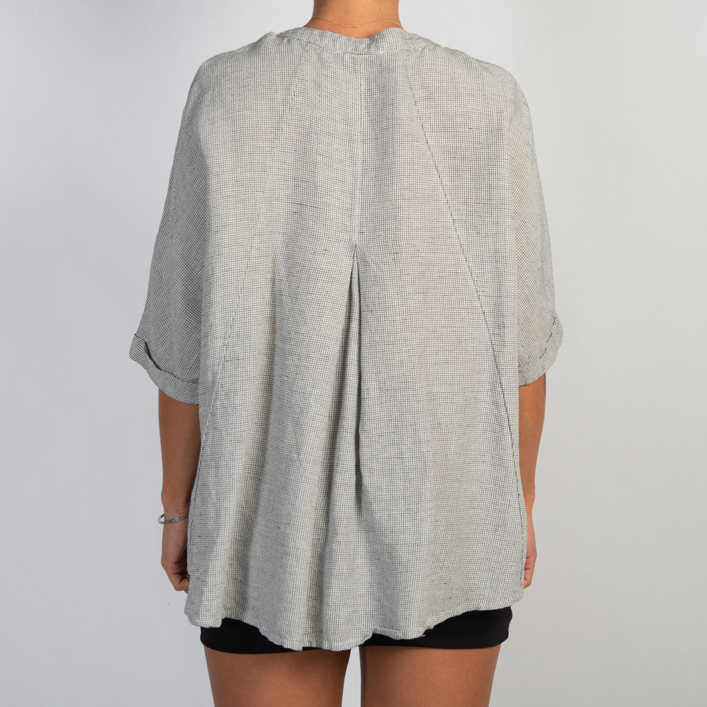 CHECK LINEN BLOUSE