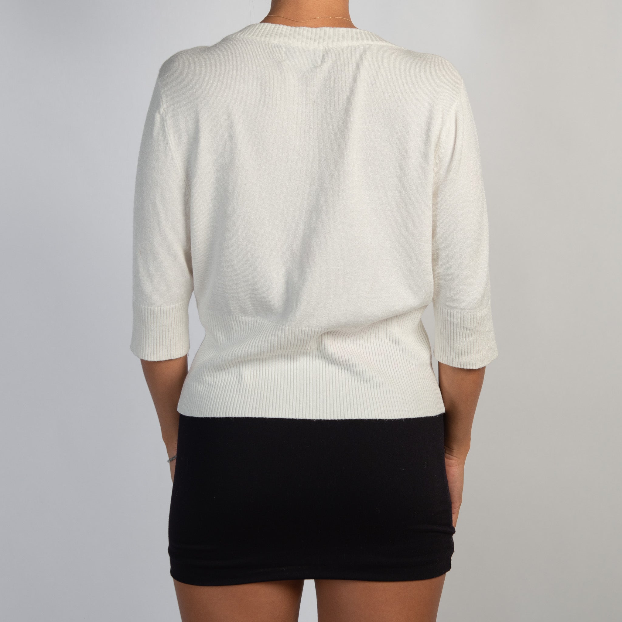 CREAM 1/2 SLEEVE CARDIGAN