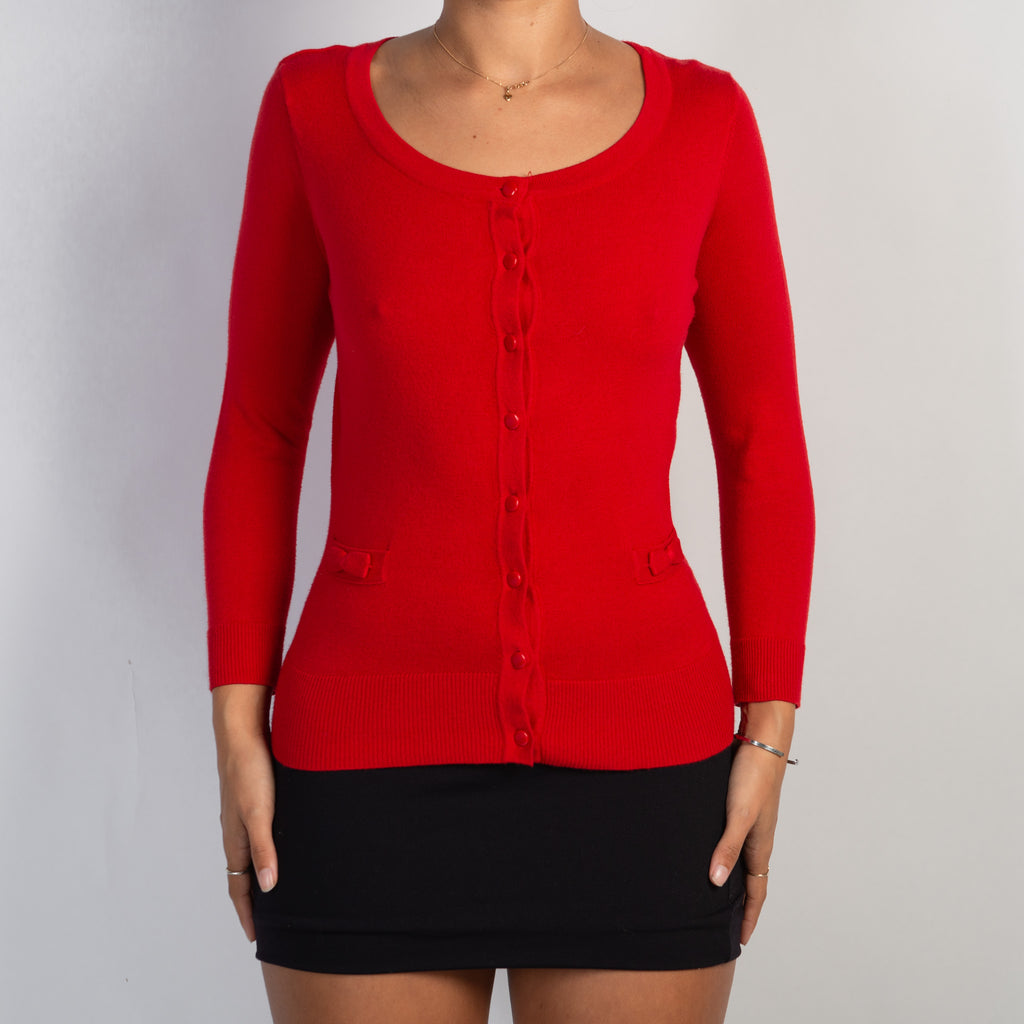 RED KNIT CARDIGAN