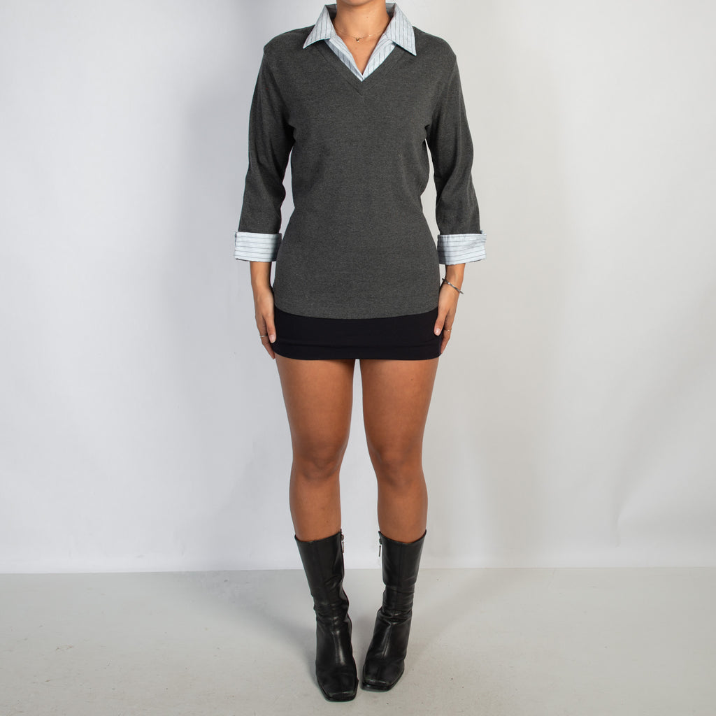 GREY LAYERED BLOUSE