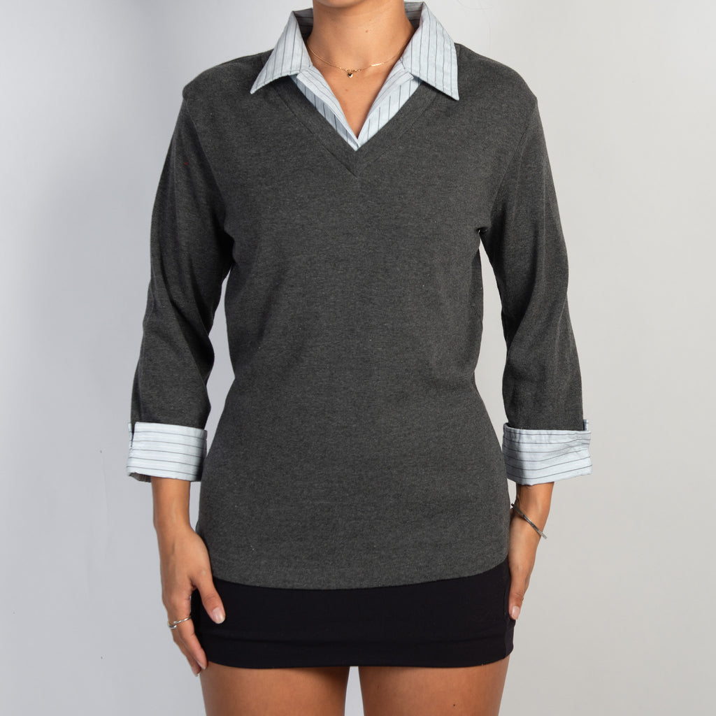 GREY LAYERED BLOUSE