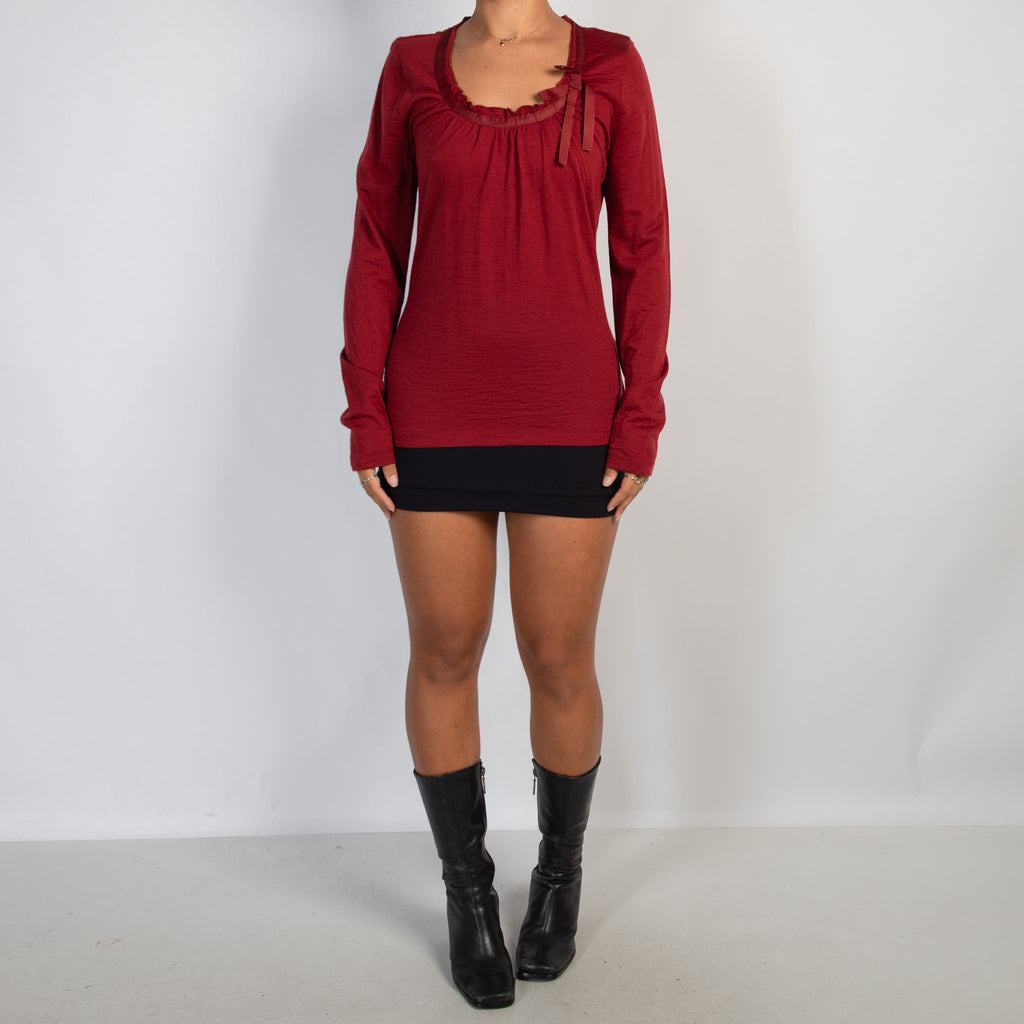 RED WOOL LONG SLEEVE TOP