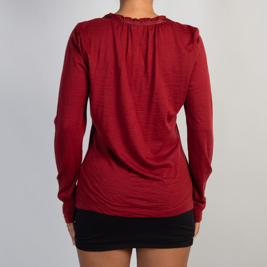 RED WOOL LONG SLEEVE TOP