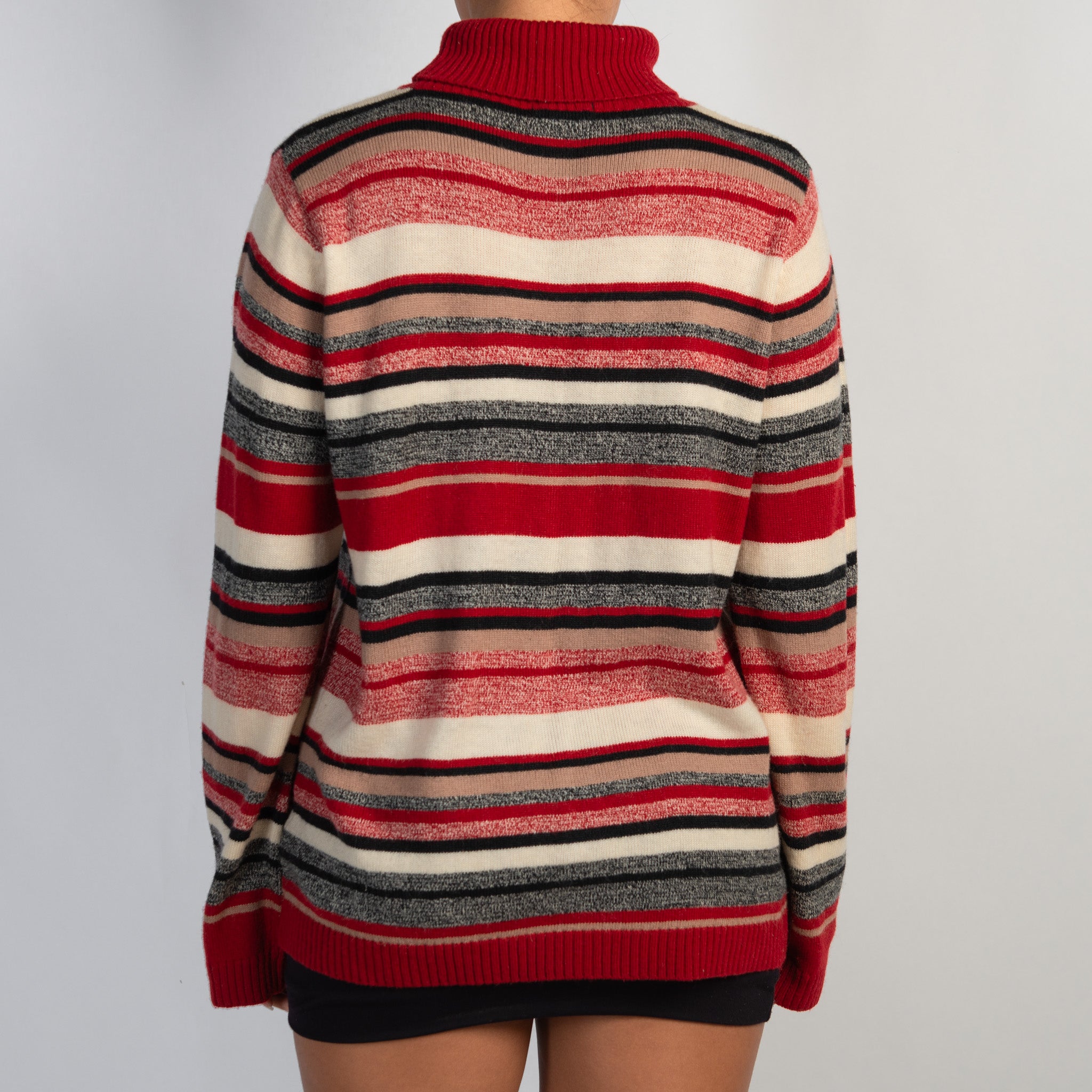 STRIPE TURTLENECK WOOL TOP